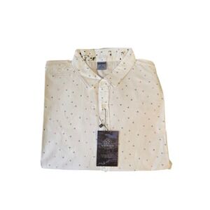 Verdo‎ Linen Button Down Shirt White Abstract Large